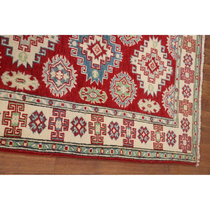 Geometric Kazak Runner Rug Handmade Oriental Wool Carpet - 2'9" x 9'8"