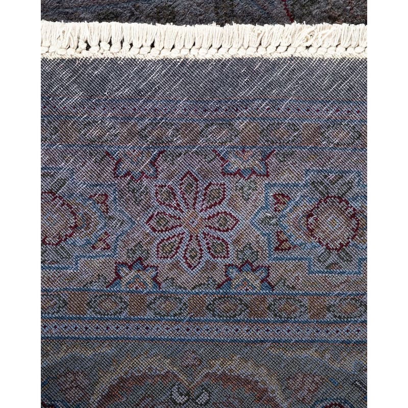 Overton Hand Knotted Wool Vintage Inspired Modern Contemporary Overdyed Gray Octagon Area Rug - 4' 4" x 4' 5"