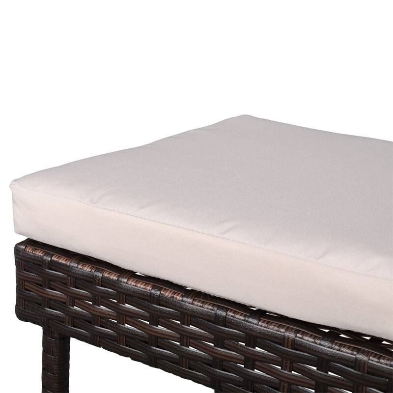 Outdoor Brown 3-Piece Rattan Wicker Bar Set with Beige Seat Cushions
