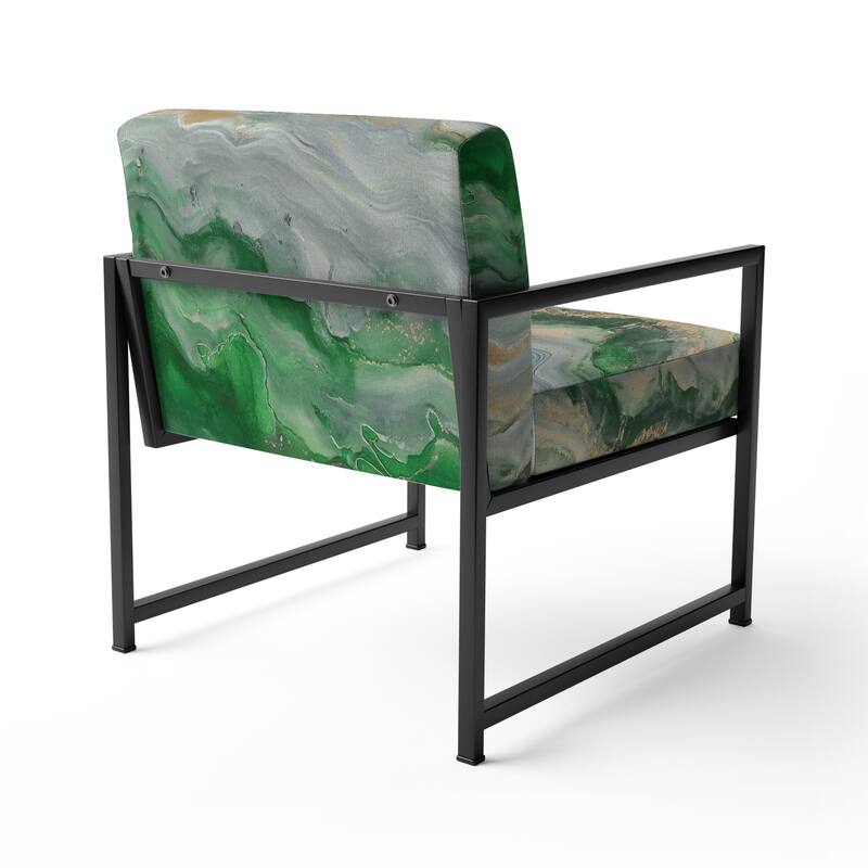 Designart "Coast Blue Sea Waves Watercolour" Upholstered Abstract Accent Chair - Modern Arm Chair For Bedroom