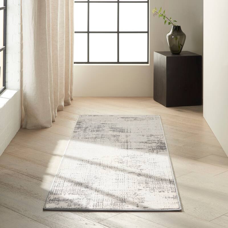 Calvin Klein Rush Abstract Modern Neutral Area Rug - 2' 3" x 7' 3" - Ivory Beige - Runner