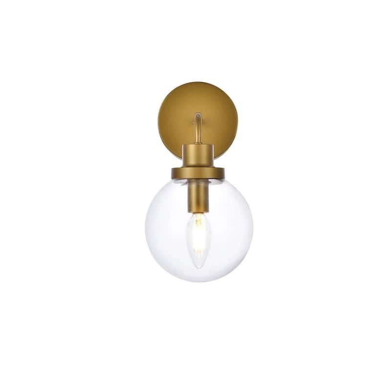Elegant Lighting LD7031W8 Hanson 12" Tall Bathroom Sconce - Brass / Clear