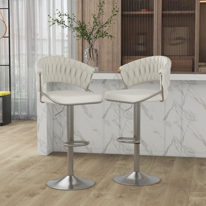 Set of 2 Bar Stool Adjustable Height with Swivel Seat