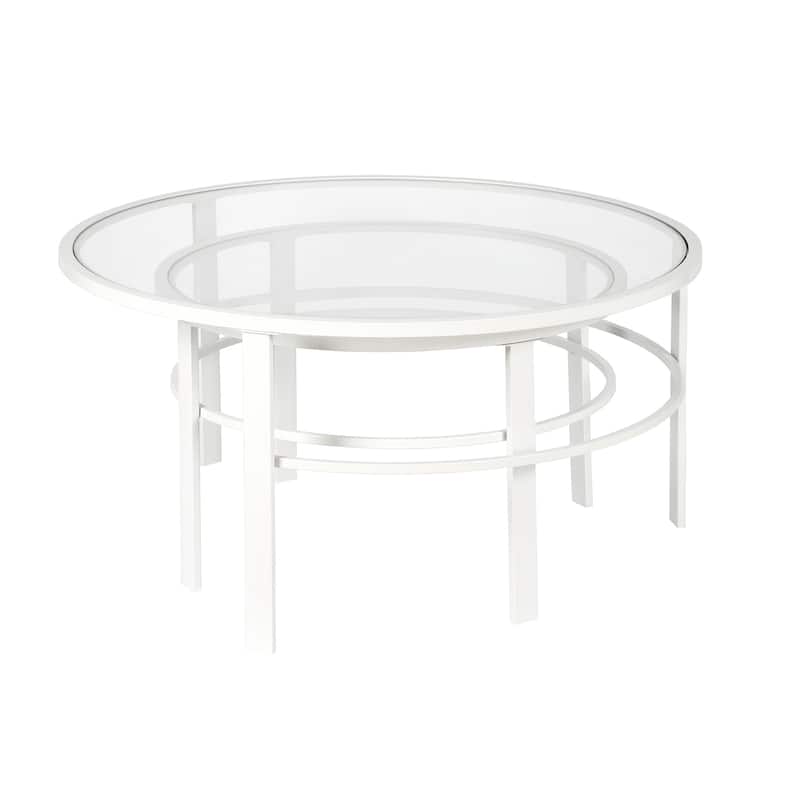Gaia Round Metal/ Tempered Glass Nesting Coffee Table (Set of 2)