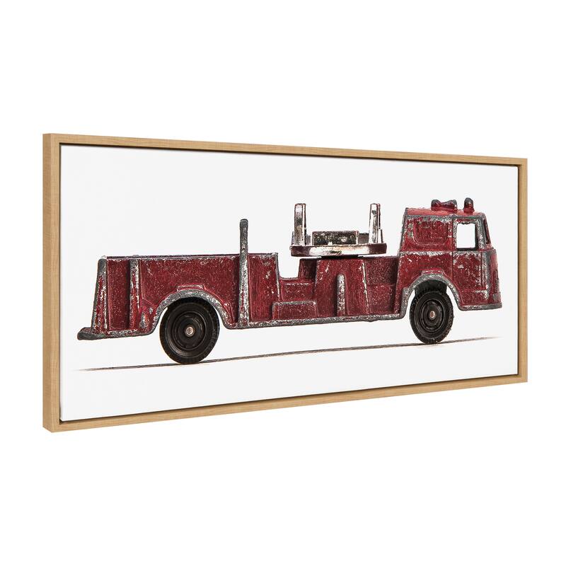 Kate and Laurel Sylvie Red Toy Fire Engine by Saint and Sailor Studios - 18x40 - Natural