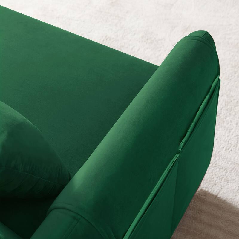 59.5" Modern Convertible Sofa Bed with 2 Detachable Arm Pockets, Velvet Loveseat Sofa with Pull Out Bed