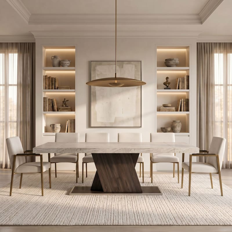 Modrest Sanders Modern Off-White Fabric & Brass Dining Chair