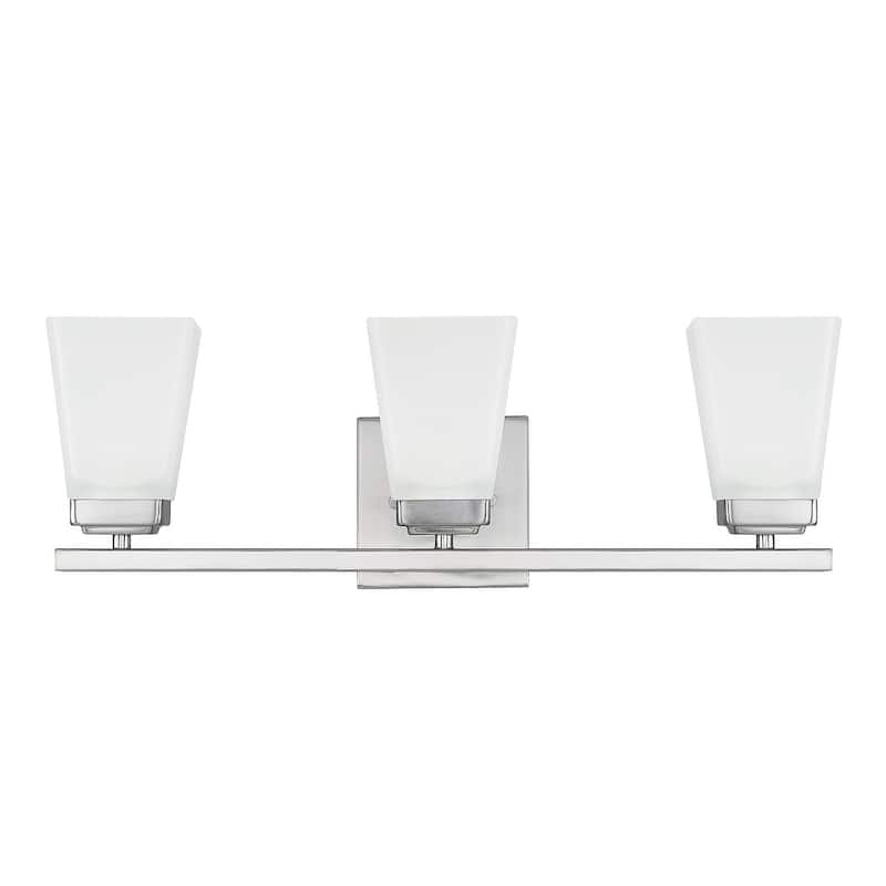 Baxley 22-inch 3-light Bath/ Vanity Fixture w/ Soft White Glass - Brushed Nickel