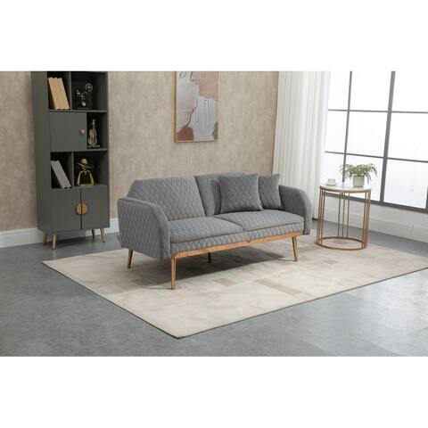 66.14'' Velvet Accent Sofa Loveseat Sofa for Living Room, Modern Square Arm Sleeper Sofa with Rose Gold Metal Feet