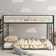 preview thumbnail 3 of 5, Twin Twin Bunk Bed Metal with Mesh Guard Rail and Stable Ladder