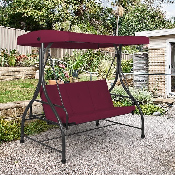 Shop Costway Converting Outdoor Swing Canopy Hammock 3 Seats Patio