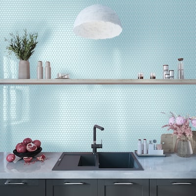 Apollo tile 12" x 12" Cirkel Matte Cyan Blue Porcelain Tile (9.87 sq ft/case) - 10 Pack