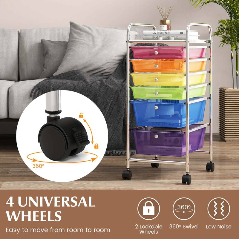 Costway 6 Drawer Rolling Storage Cart Scrapbook Paper Office Organizer