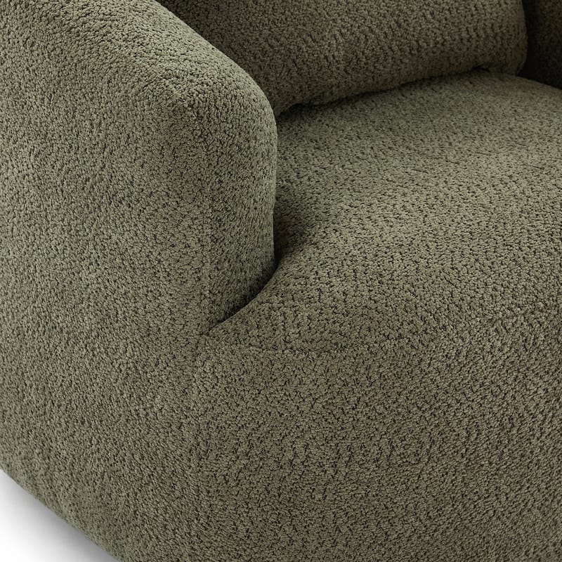 Upholstered Swivel Barrel Sofa Chair with a Throw Pillow