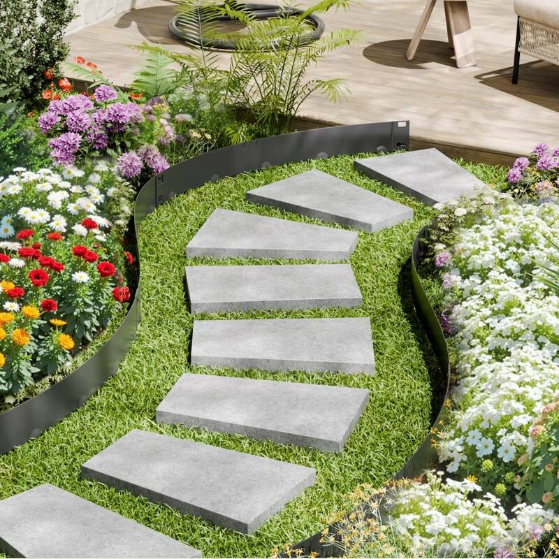 5-Pack 4"H Galvanized Steel Flexible Landscape Edging Borders with Spikes for Yard or Pathway - 39 x 7.13 x 0.06 in