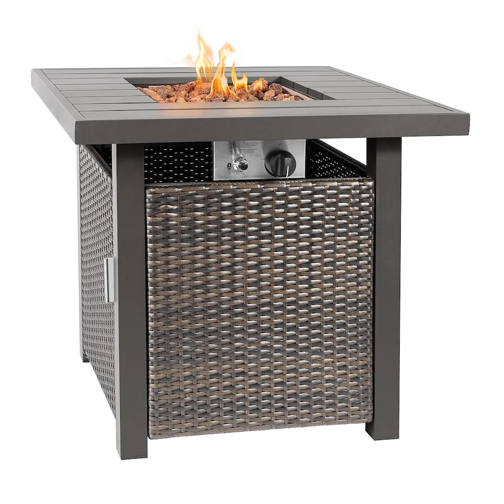 Lark 28" Rattan Wicker Fire Pit Side Table (50,000 BTU)