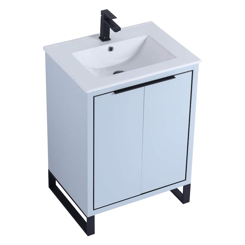 Fine Fixtures Opulence Collection Bathroom Vanity with White Ceramic Sink
