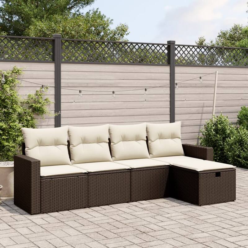 vidaXL Garden Sofa Set - Brown and cream Large  - form2