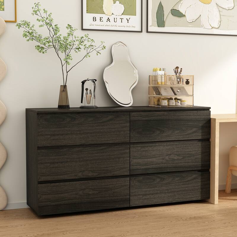 FUFU&GAGA 59" Modern Space Saving 6 Drawer Double Dresser Buffet Sideboard Chest