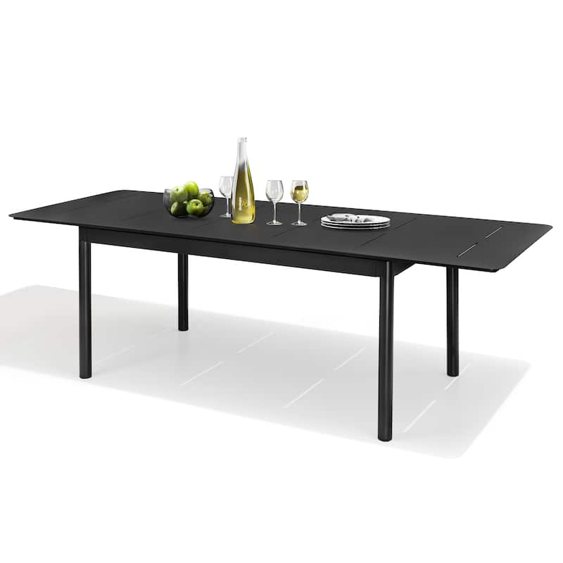 All-aluminum Outdoor Dining Table Extension for 6 or 8 Seats - 63"/94.5" L x 35.43" W x 29.76" H