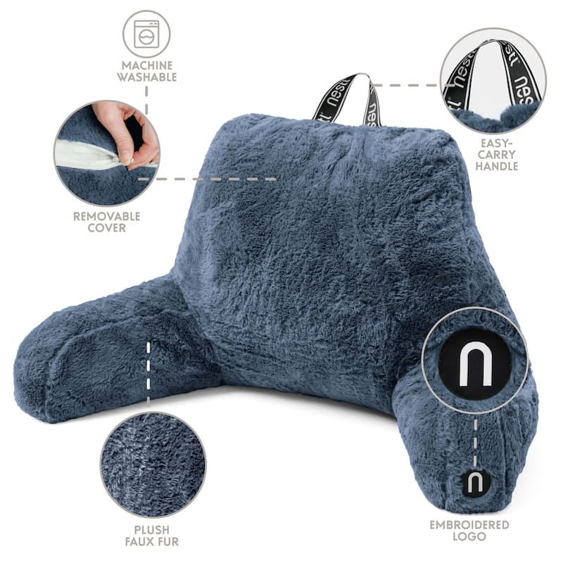Emperyan Fur Reading Pillow with Laptop Lap Desk