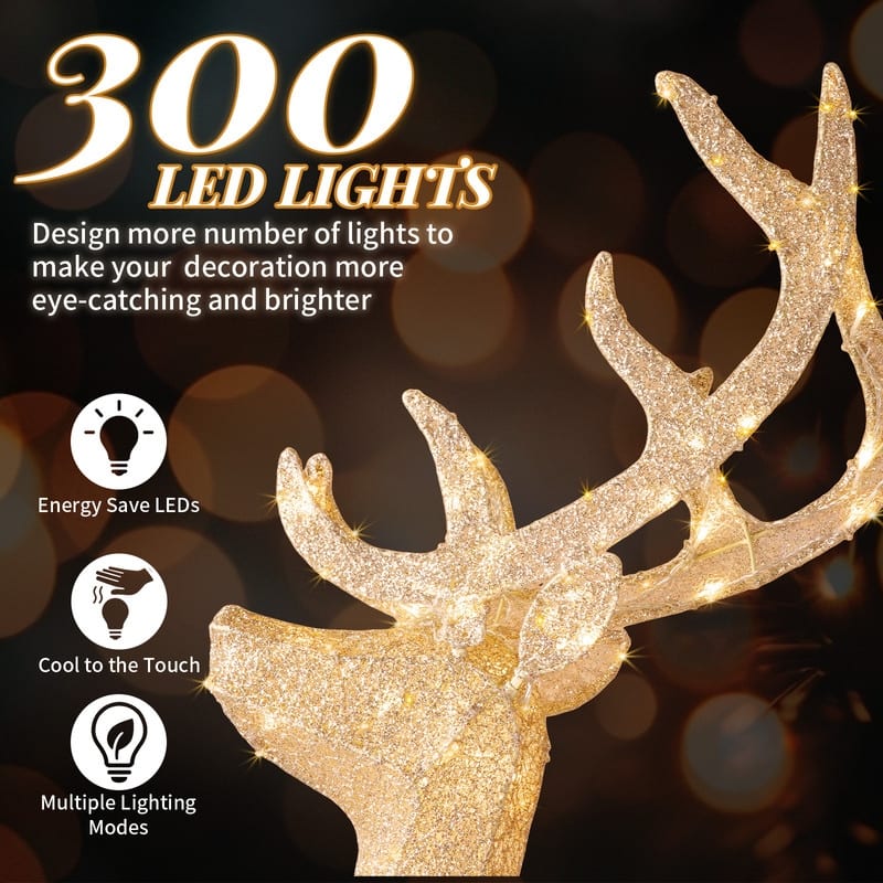 3-Piece Lighted Christmas Reindeer Family Set Outdoor Decorations Weather Proof Sparkling Deer Family