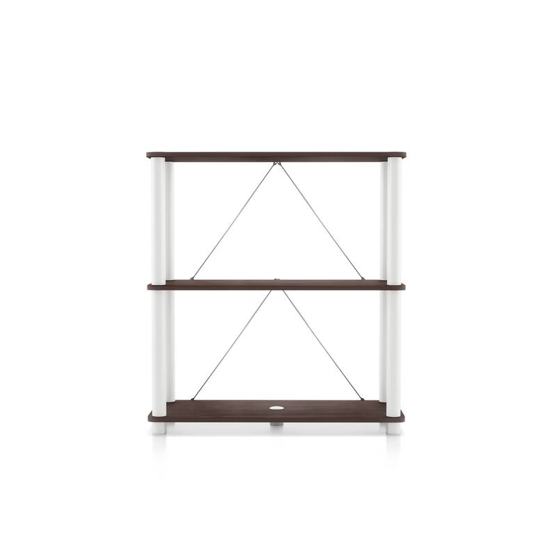 DH BASIC Modern Wood Shelving Unit with storage - Tier Shelves, Cube Ladder Shelf by Denhour