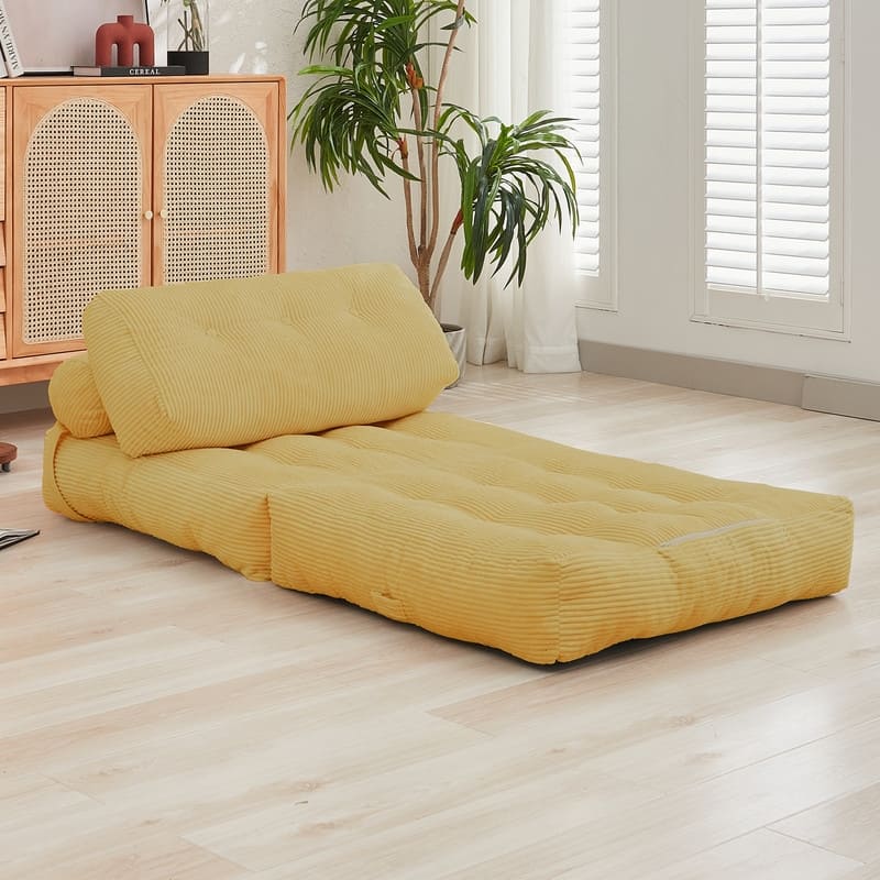 Mixoy W32''/W50'' Corded Velvet Fabric Folding Floor Lazy Futon Sofa Bed