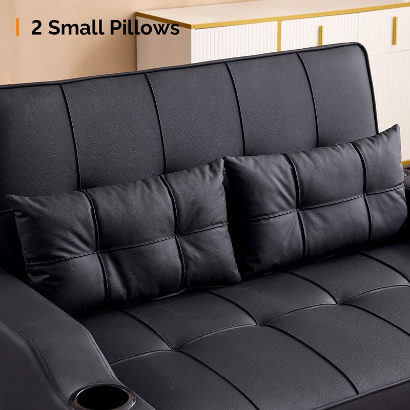 Upholstered Cat's Claw Leather Convertible Reclining Sleeper Sofa Bed With Cushions For Small Spaces