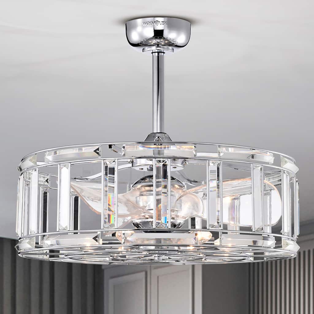 Luna 25 Inch Crystal Shade Fandelier with Light