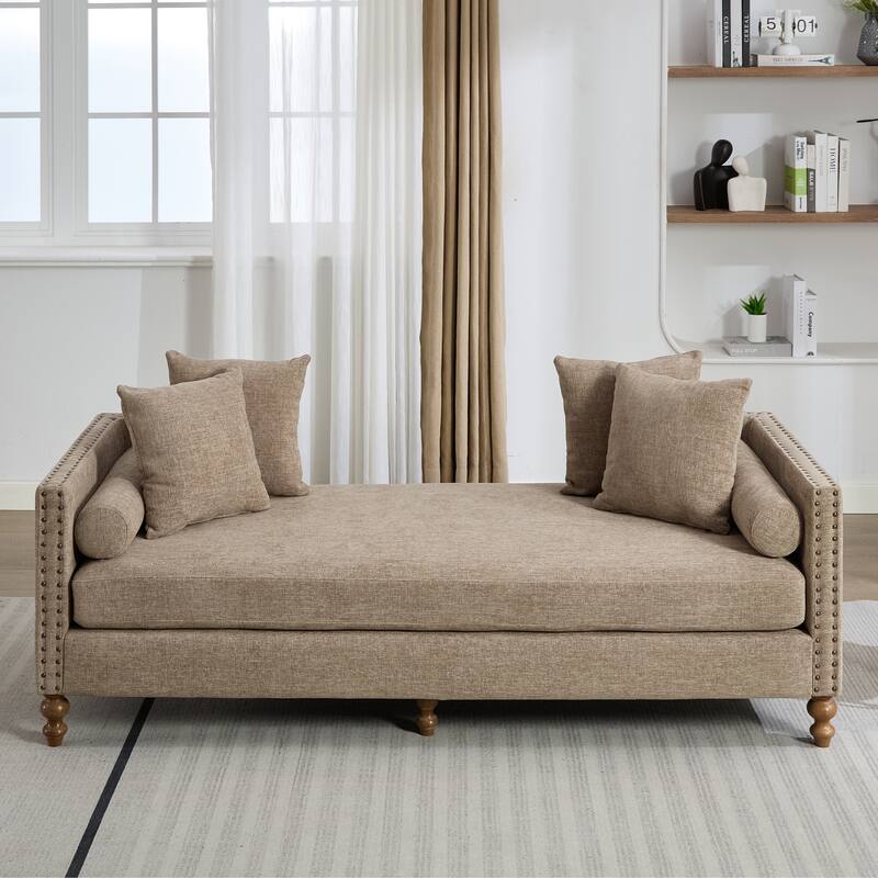 75.2" W Upholstered Chaise Lounge Chair,Modern Sofa Couch with Pillows