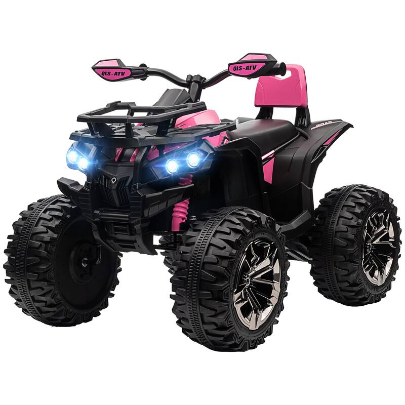 Pink Kids Electric ATV Ride-On Car with LED Lights, Minimalist Ride-On Toy Battery Powered Electric Car