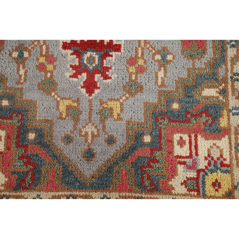 Hand Knotted Oriental 100% Wool Carpet Traditional Medallion Greys & Charcoal Heriz (serapi) Area Rug - 4' 10'' X 3' 0''