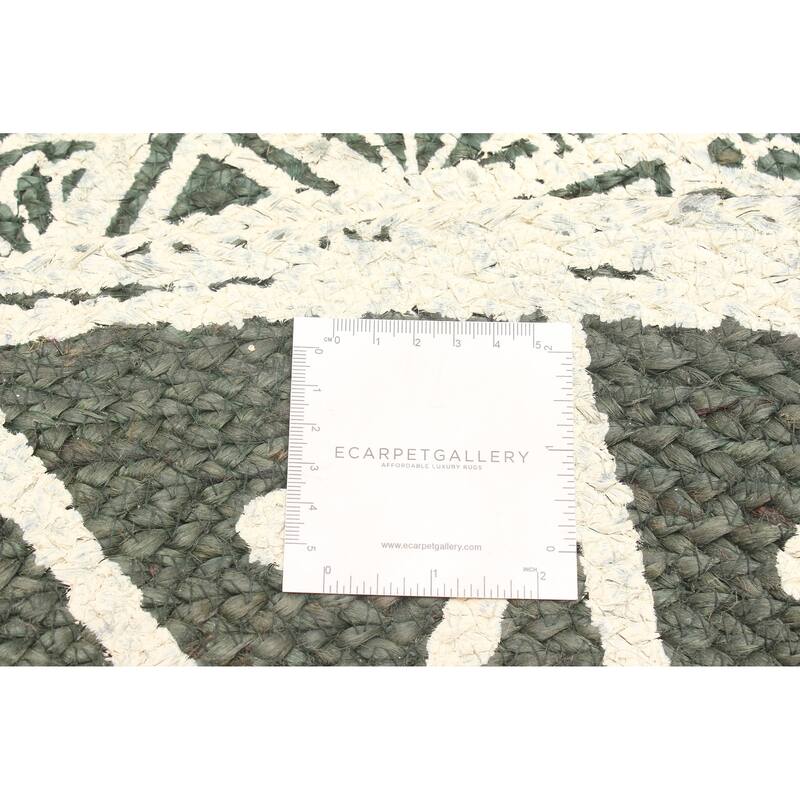 ECARPETGALLERY Braided Weave Palas Denizli Teal Jute Rug - 2'11 x 2'11