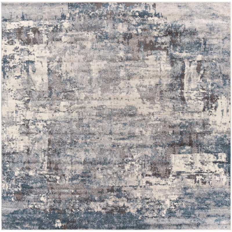 Livabliss Ankara Industrial Area Rug - 7'10" x 7'10" Square - Teal