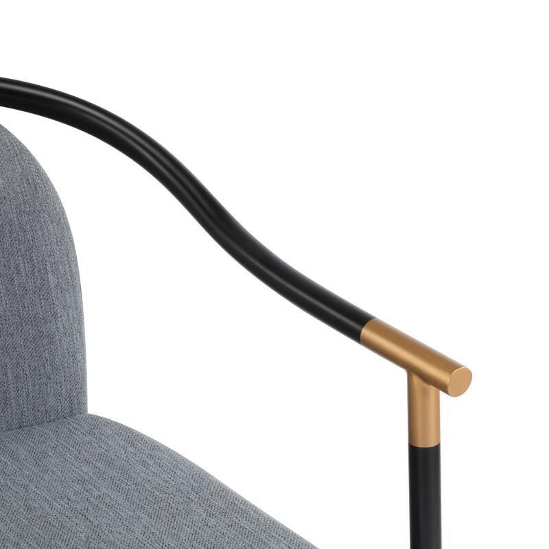 Roomfitters Modern Upholstered Dining Chair with Metal Frame, Elegant Curved Arm Design, Comfortable Accent Seating