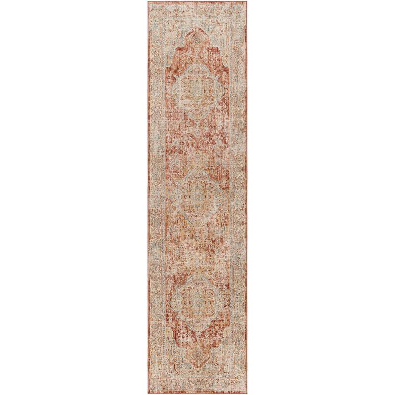 Artistic Weavers Illia Updated Traditional Area Rug - 2' 7" x 10' - Red/Beige