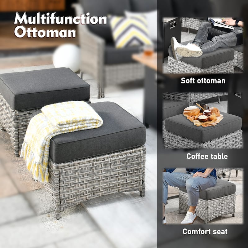 XIZZI 7-Piece Patio Seating Set with Cushions and Fire Pit Table