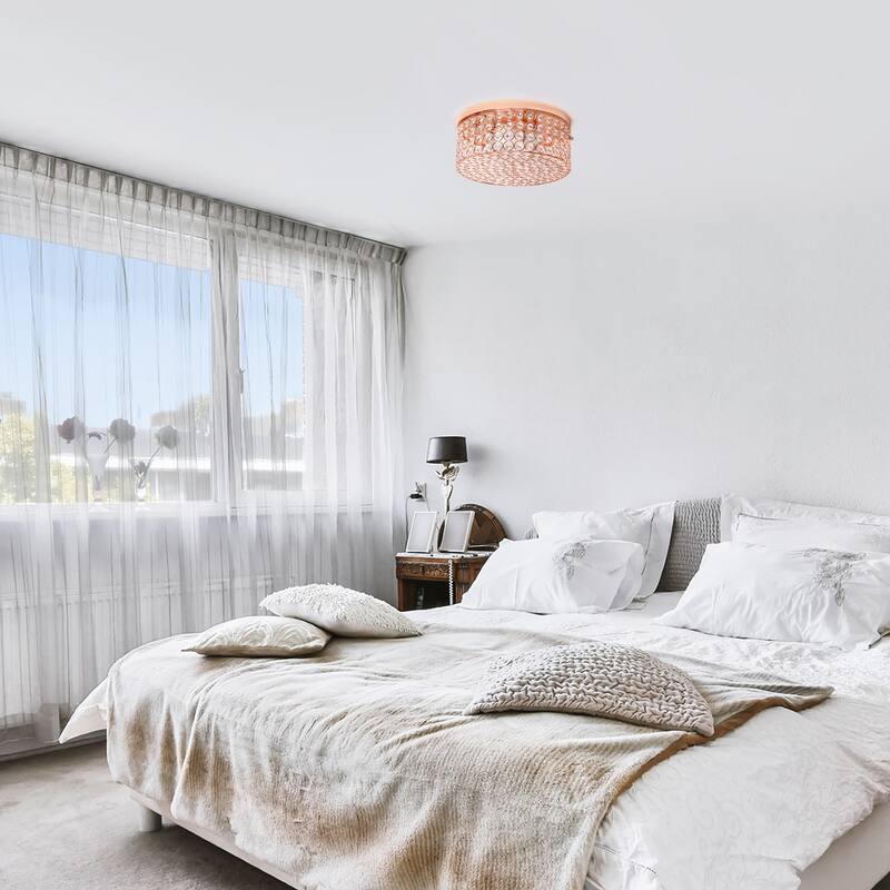 Round Flush Mount Light Fixture 12 Inch, 2 Light Gold Ceiling Light for Hallway Bedroom