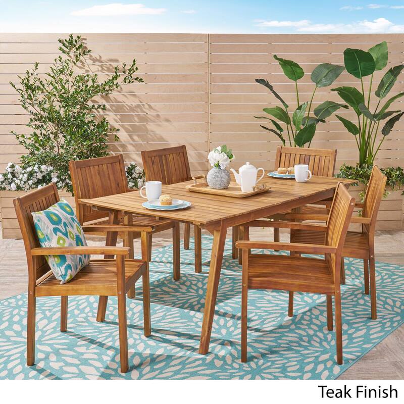 Jersey Outdoor 7 Piece Acacia Dining Set by Christopher Knight Home