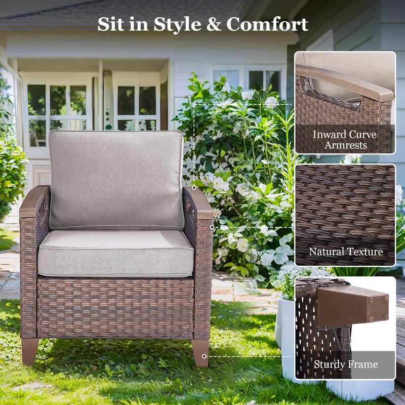 High Back Outdoor Patio Chairs Set of 2