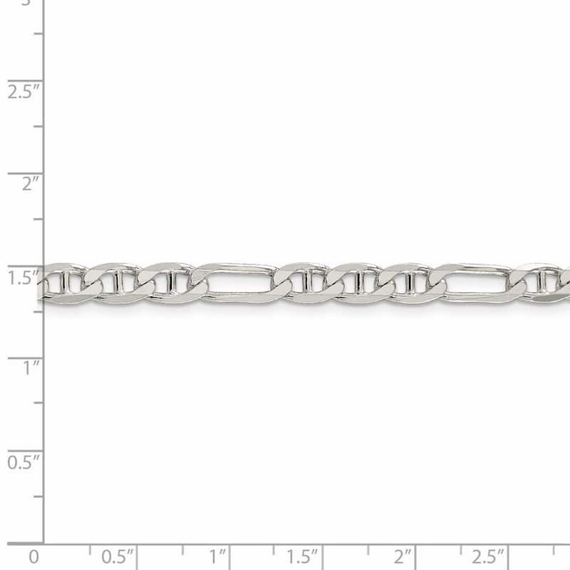 Curata 925 Sterling Silver 5.5mm Figaro Mariner Anchor Chain Necklace for Men