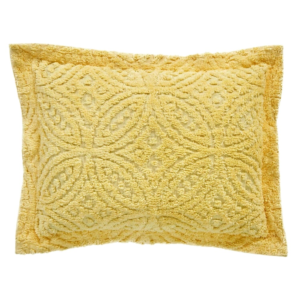 Better Trends Wedding Ring Loop Design Standard Sham 100% Cotton Tufted Machine Washable Tumble Dry