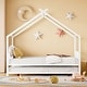 preview thumbnail 2 of 13, White Full Size Metal House Bed with Trundle and Roof for Kids, Boys and Girls, Bedroom