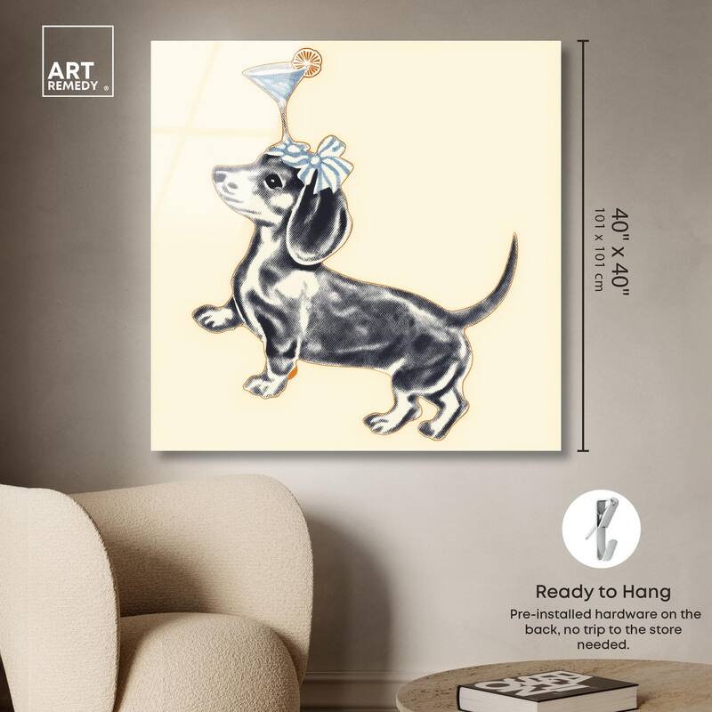 Martini Pup I Acrylic by Art Remedy, Ready to Hang
