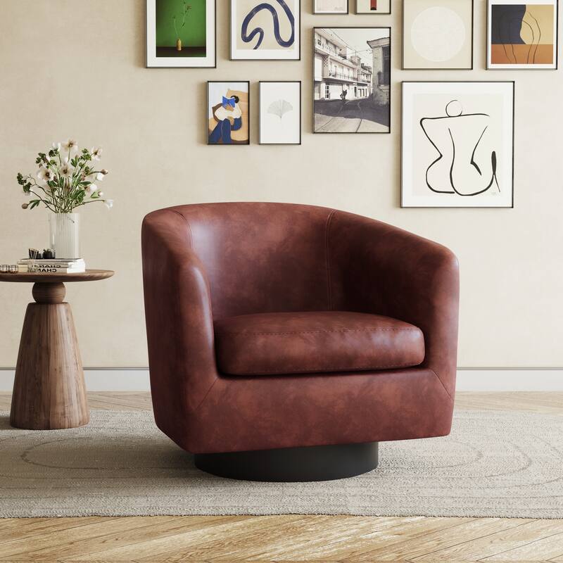 Modern 360°Swivel Accent Chairs Barrel Armchairs