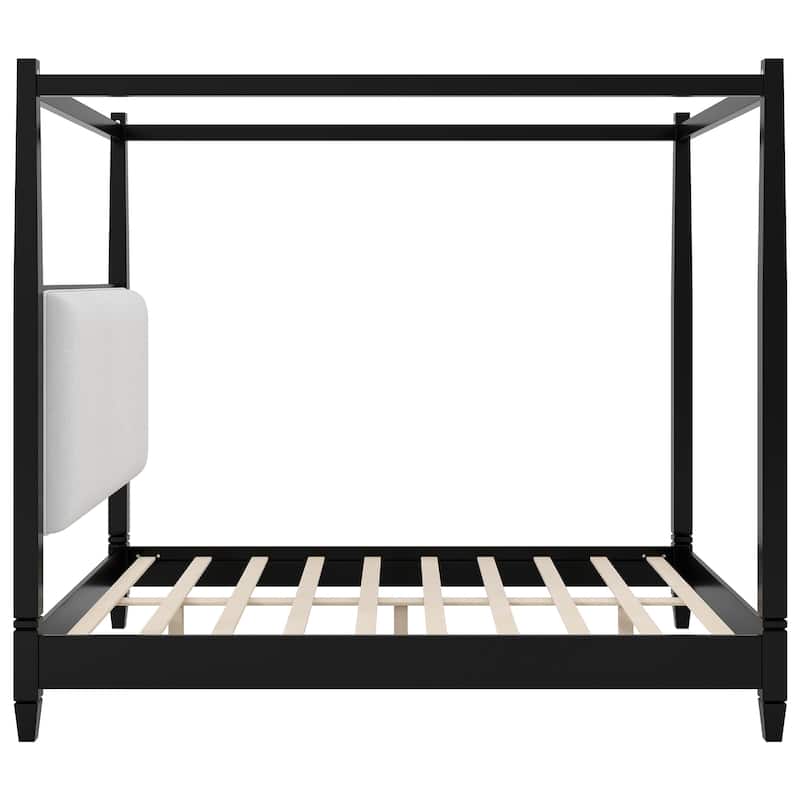 Canopy Platform Bed with Upholstered Headboard by Harper&Bright Designs