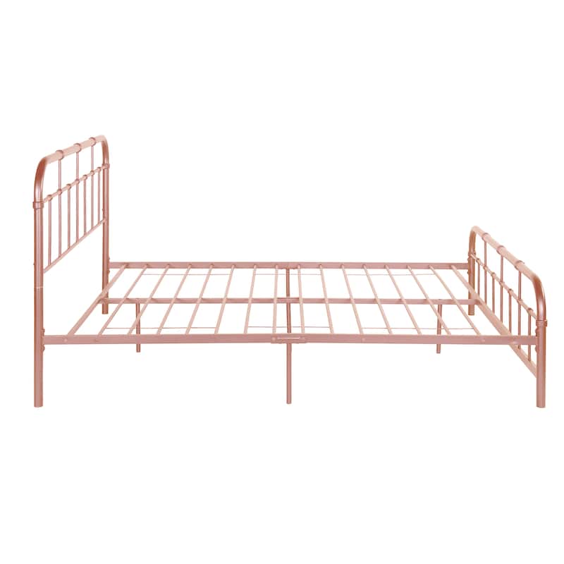 Christopher Knight Home - Aurelio Iron Platform Bed Frame with Rounded Corner Headboard and Footboard
