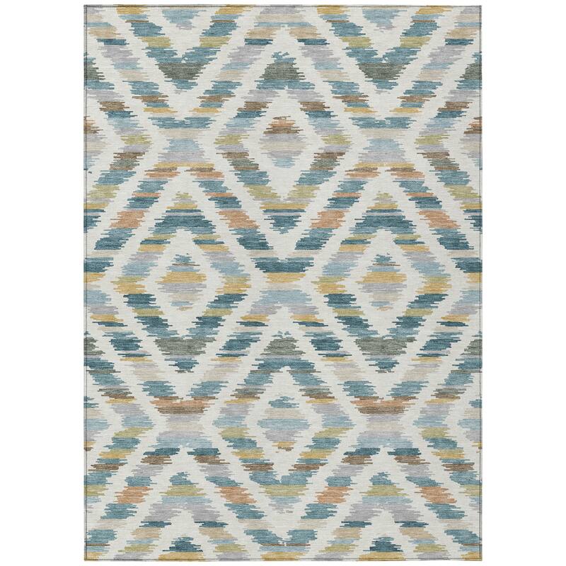 Machine Washable Indoor/ Outdoor Global Diamdon Chantille Rug