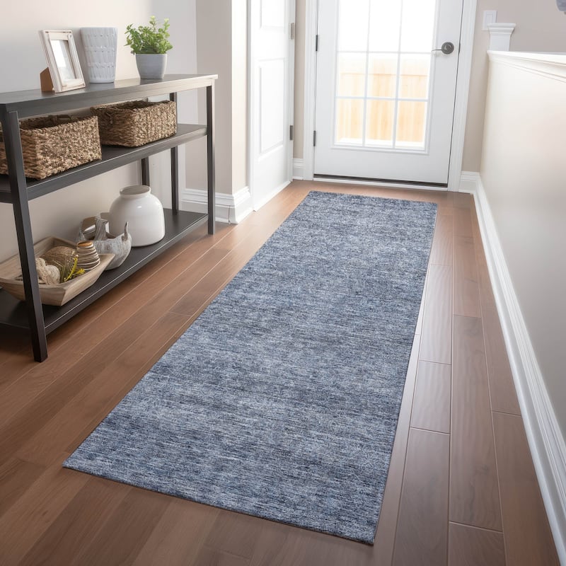 Machine Washable Indoor/ Outdoor Ombre Solid Chantille Rug - Sky - 2'3" x 7'6"
